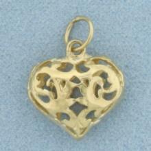 Filigree Heart Charm In 14k Yellow Gold