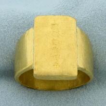 Mens Antique Chinese Bar Ring In 24k Yellow Gold