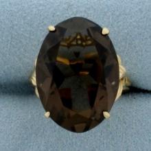 24ct Smoky Topaz Statement Ring In 14k Yellow Gold