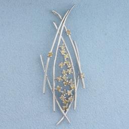 Chocolate And Champagne Diamond Abstract Pendant In 18k White Gold
