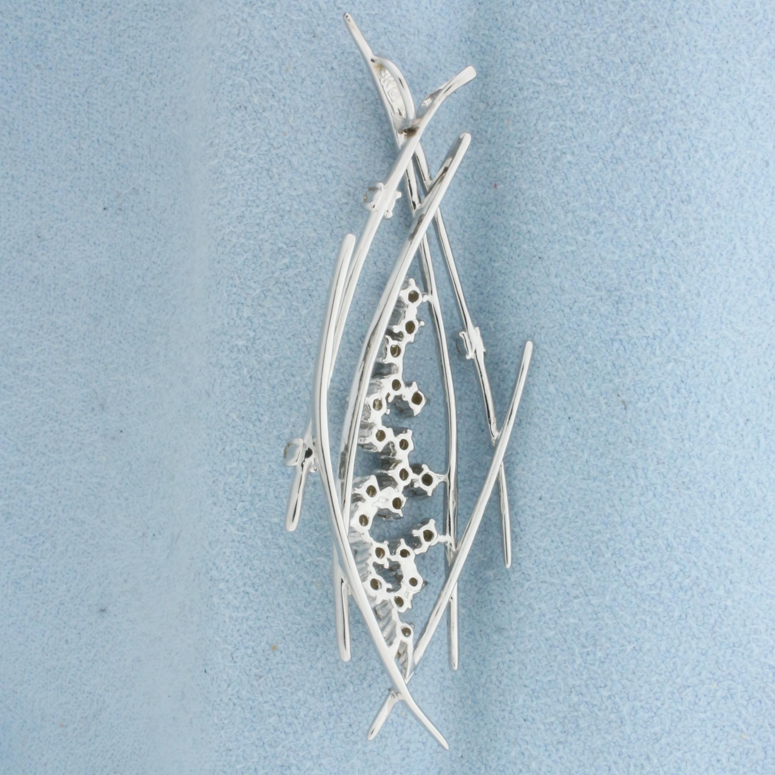 Chocolate And Champagne Diamond Abstract Pendant In 18k White Gold
