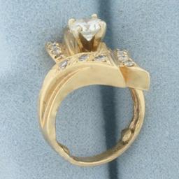 Designer Abstract Modern Design Engagement Ring In 14k Yellow Gold