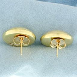 Button Design Earrings In 14k Yellow Gold