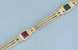 Multi Color Sapphire Bracelet In 14k Yellow Gold