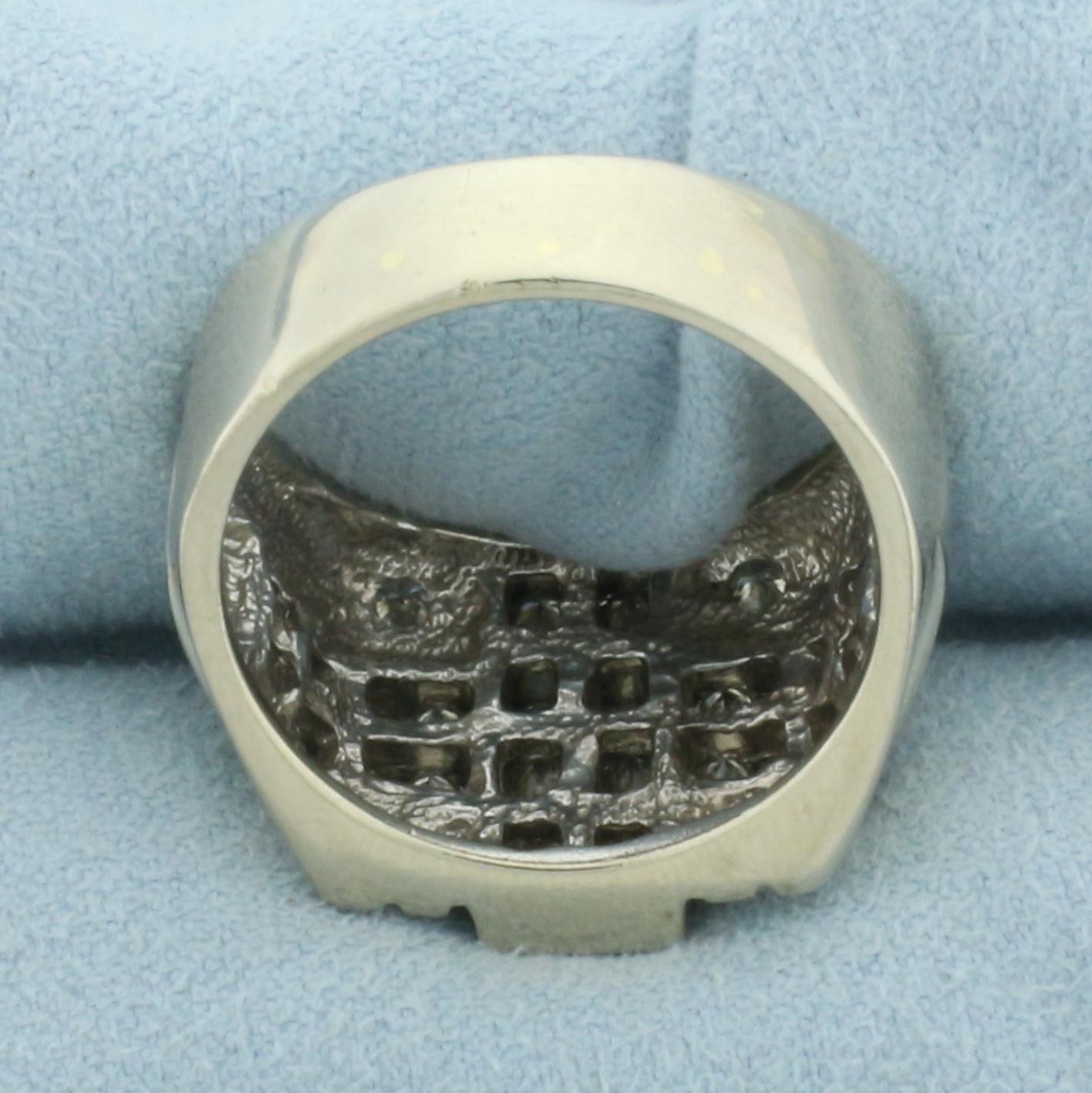 Mens Diamond Channel Set Statement Ring In 14k White Gold