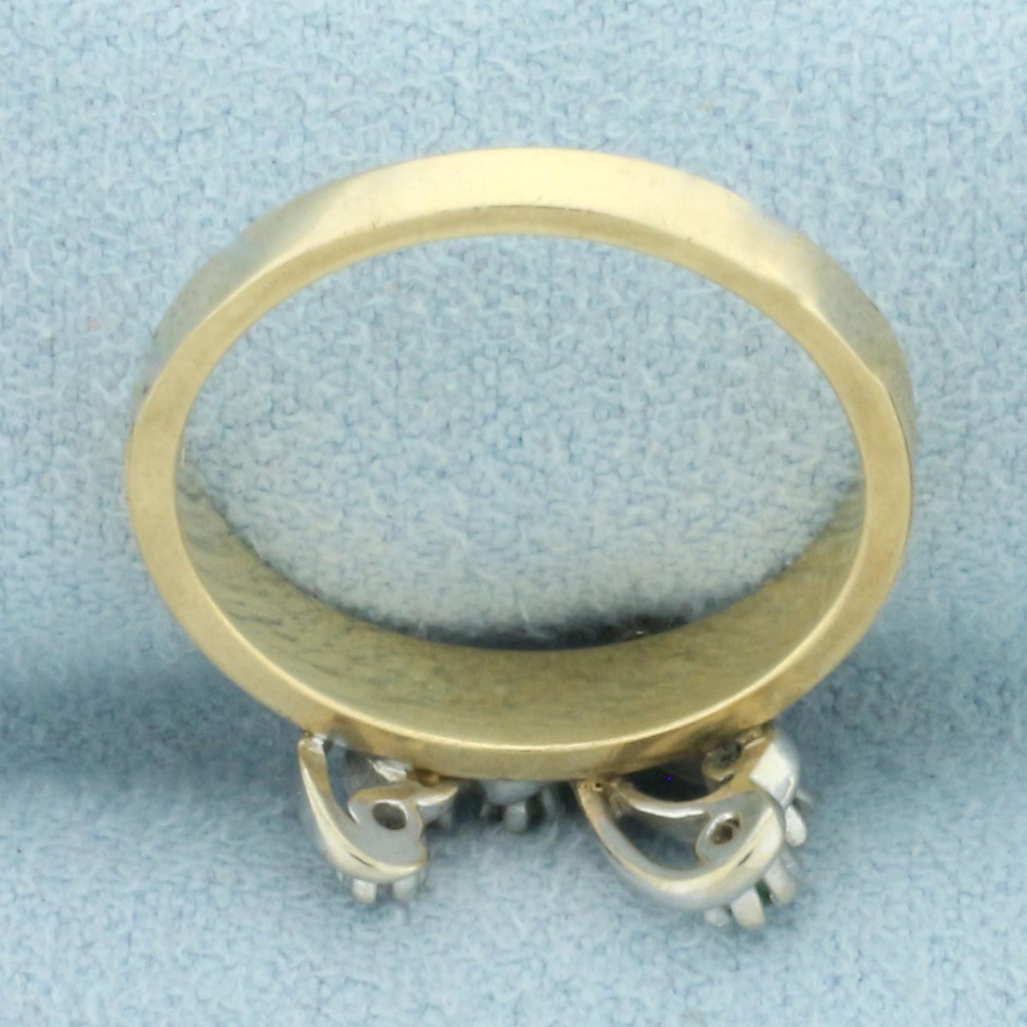Emerald And Diamond Ring In 14k Yellow And White Gold