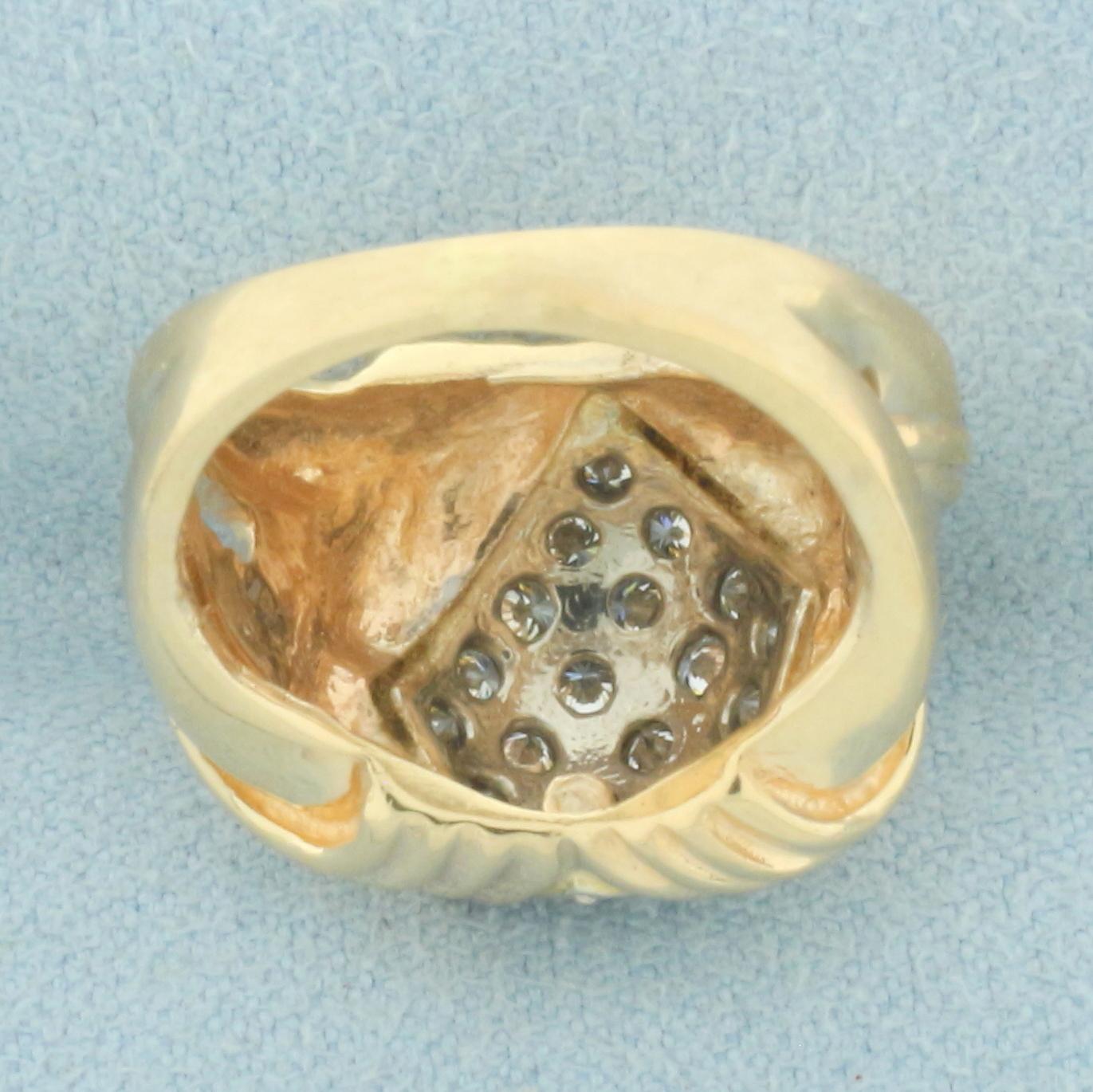 Designer L. Priori Celia Diamond Ring In 14k Yellow Gold