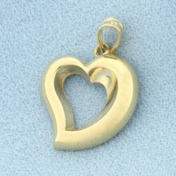 Unique Heart Pendant In 14k Yellow Gold