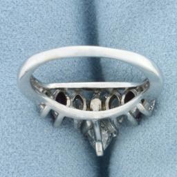 Marquise Diamond And Ruby Engagement Ring In 14k White Gold