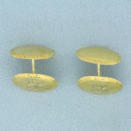 Vintage Oval Cuff Links In 14k Yellow Gold