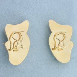 Sparkle Finish Abstract Design Statement Earrings In 14k Yellow Gold