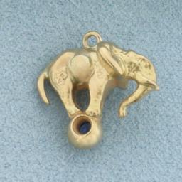 3d Sapphire Elephant Charm In 14k Yellow Gold