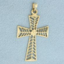 Unique Cross Pendant In 14k Yellow Gold