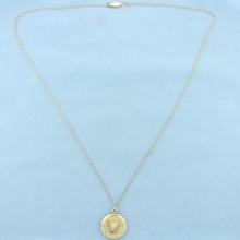Vintage Engraved Locket Necklace In 10k Yellow Gold