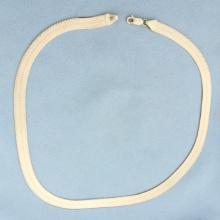 Italian 16 Inch Choker Herringbone Liquid Gold Chain Necklace In 10k Yellow Gold