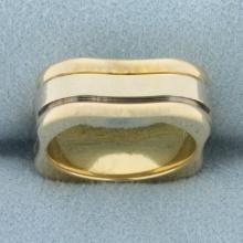 Designer Eros Unique Square Ring In 18k Yellow And White Gold