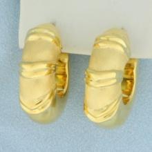 Satin And High Polish Wide Tube Hoop Earrings In 18k Yellow Gold
