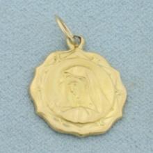 Madonna Virgin Mary Charm Or Pendant In 18k Yellow Gold