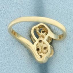 Diamond Leaf Nature Design Ring In 14k Yellow Gold