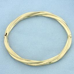 Twisting Rope Design Bangle Bracelet In 14k Yellow Gold