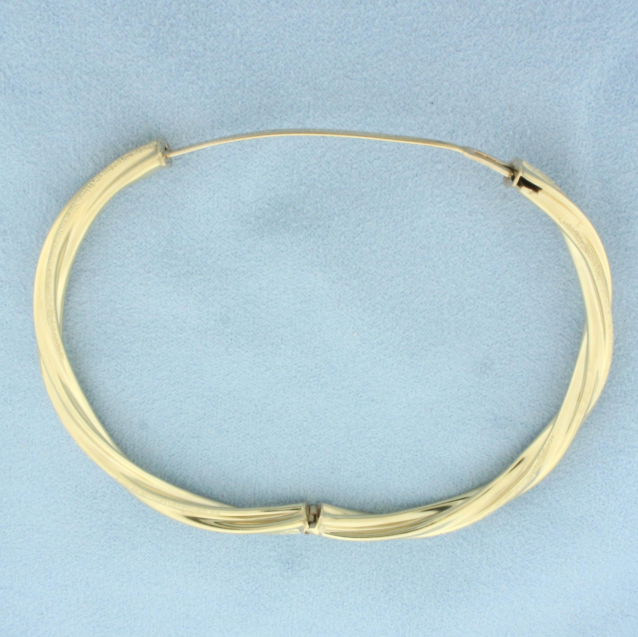 Twisting Rope Design Bangle Bracelet In 14k Yellow Gold