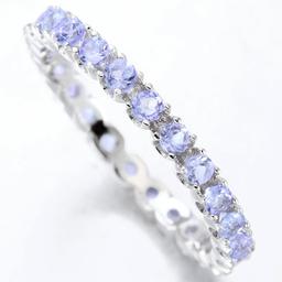 Tanzanite Eternity Stacking Band Ring In Sterling Silver