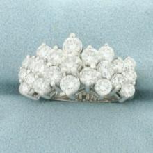 Vintage Diamond Cocktail Ring In 14k White Gold
