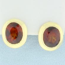 Bezel Set Citrine Stud Earrings In 18k Yellow Gold