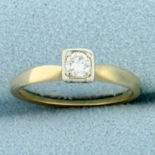 Vintage Bezel Set Diamond Solitaire Engagement Ring In 14k Yellow And White Gold