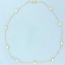Italian Ball Bead Station Necklace In 14k Yellow Gold