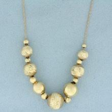 Diamond Cut Ball Bead Necklace In 14k Yellow Gold