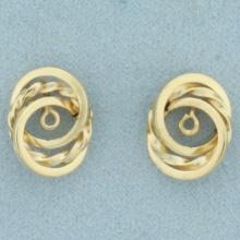 Swirl Design Stud Earring Enhancers In 14k Yellow Gold
