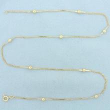 21 Inch Ball Bead Link Bar Necklace In 14k Yellow Gold