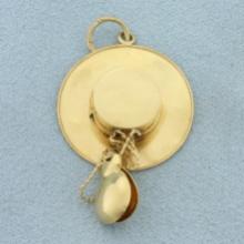 Spanish Hat And Castanets Charm Or Pendant In 18k Yellow Gold