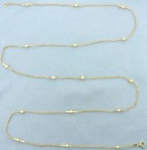 Italian 31 Inch Ball Bead And Bar Chain Necklace In 14k Yellow Gold