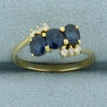Sapphire And Diamond Ring In 14k Yellow Gold