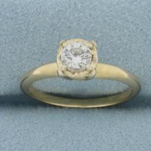 Diamond Solitaire Engagement Ring In 14k Yellow Gold