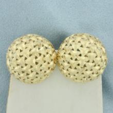 Diamond Cut Dome Button Earrings In 14k Yellow Gold