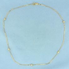 16 Inch Italian Ball Bead Station Serpentine Link Chain Necklace In 14k Yellow Gold