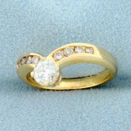 V Shaped Diamond Ring In 14k Yellow Gold