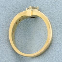 V Shaped Diamond Ring In 14k Yellow Gold