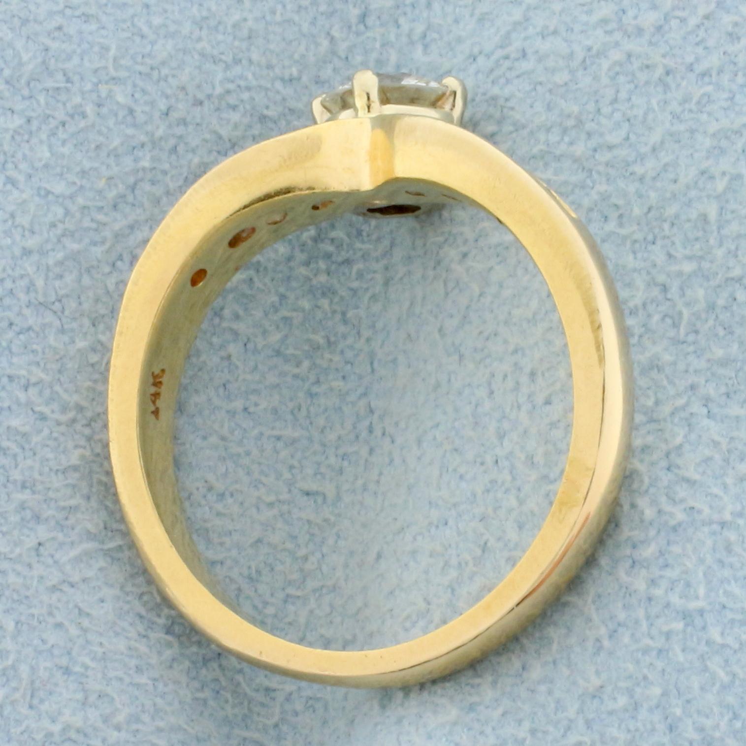 V Shaped Diamond Ring In 14k Yellow Gold