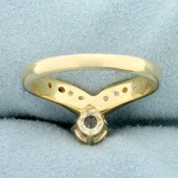 V Shaped Diamond Ring In 14k Yellow Gold
