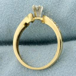 Marquise Diamond Bypass Design Engagement Ring In 14k Yellow Gold