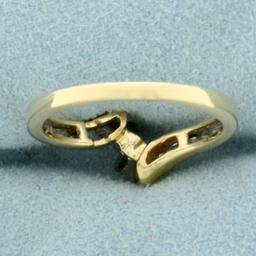 Marquise Diamond Bypass Design Engagement Ring In 14k Yellow Gold