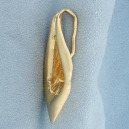 Citrine Designer Abstract Statement Pendant In 14k Yellow Gold