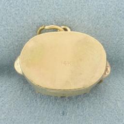 Sapire And Ruby Rotary Telephone Charm In 14k Yellow Gold