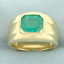 Mens Emerald Statement Ring In 14k Yellow Gold.