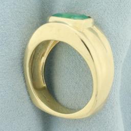 Mens Emerald Statement Ring In 14k Yellow Gold.