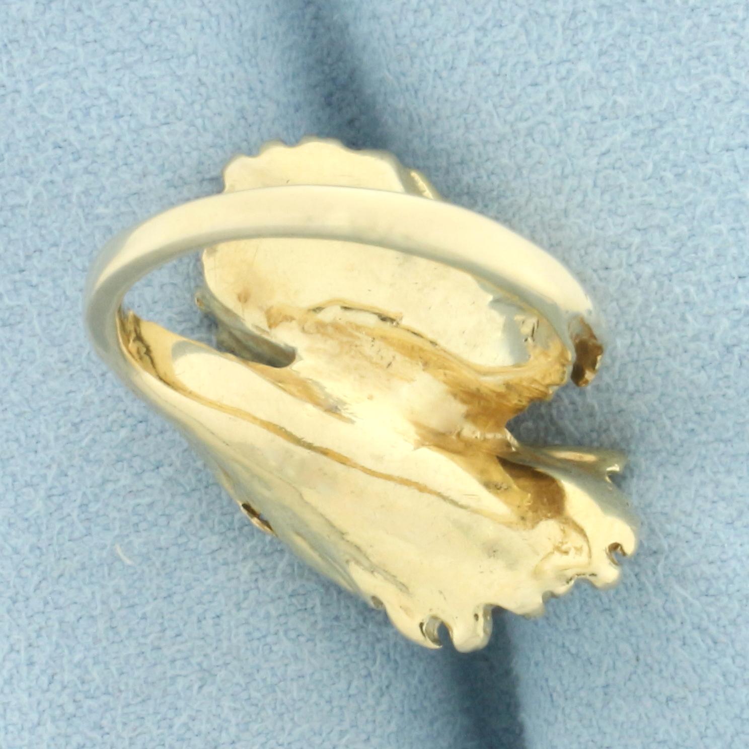 Designer Tahitian And Akoya Cultured Pearl Bypass Ring In 14k Yellow Gold